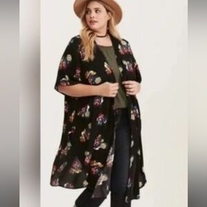 Torrid Floral Maxi Kimono Boho Hippie Duster Festival Size 3X 4X  Coastal Cowgir